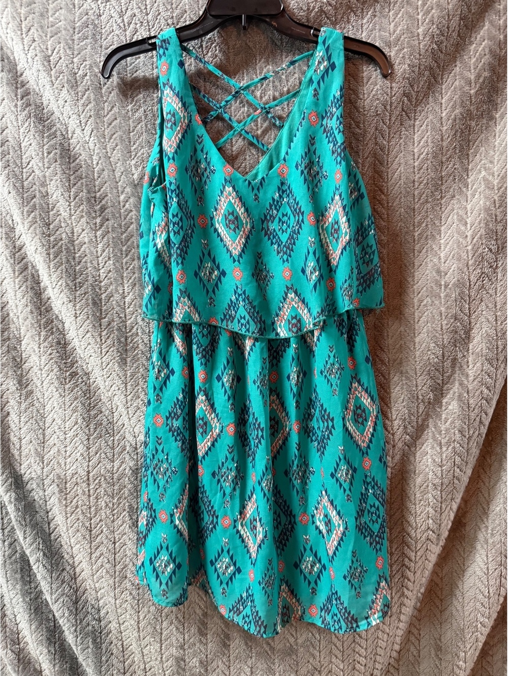 Speckles Women's Sleeveless Crisscross Back Dress Large